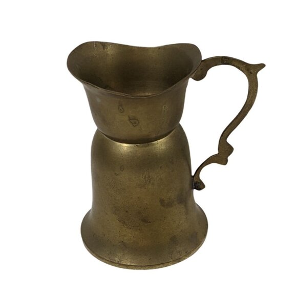 Vintage Gold Solid Brass Mini Pitcher w/ Handle 4 Inch High 3 Inches across 59b - Picture 5 of 8